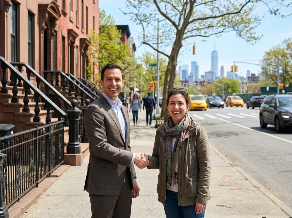 Big Apple Bookkeeping meeting a client on a Brooklyn street