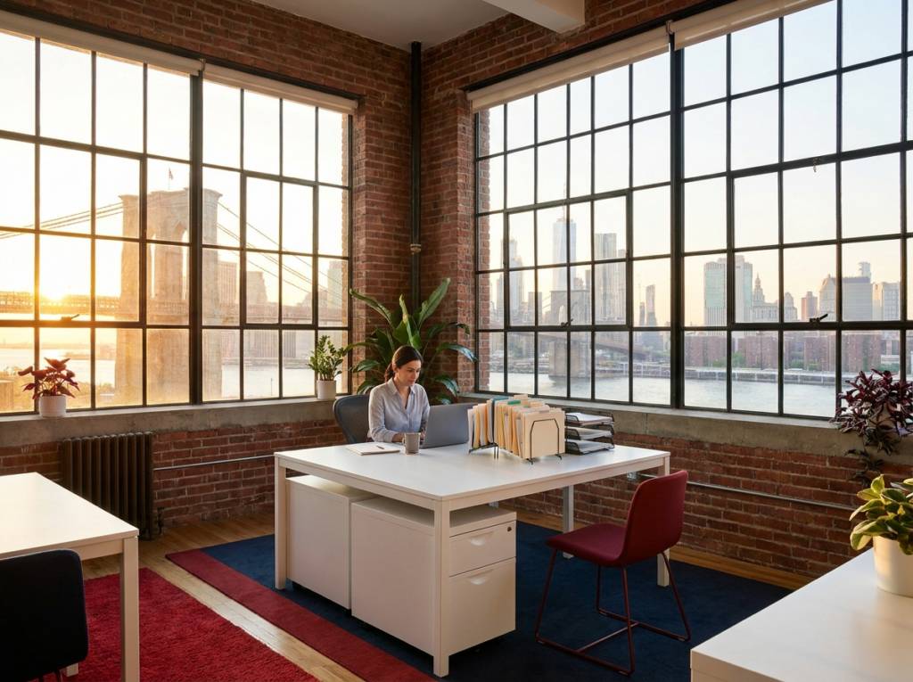 Big Apple Bookkeeping's Brooklyn office overlooking the Manhattan skyline